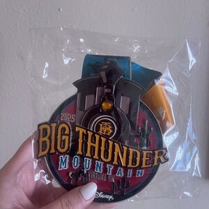 RunDisney Big Thunder Mountain 5K Medal with Yellow and Blue Ribbon